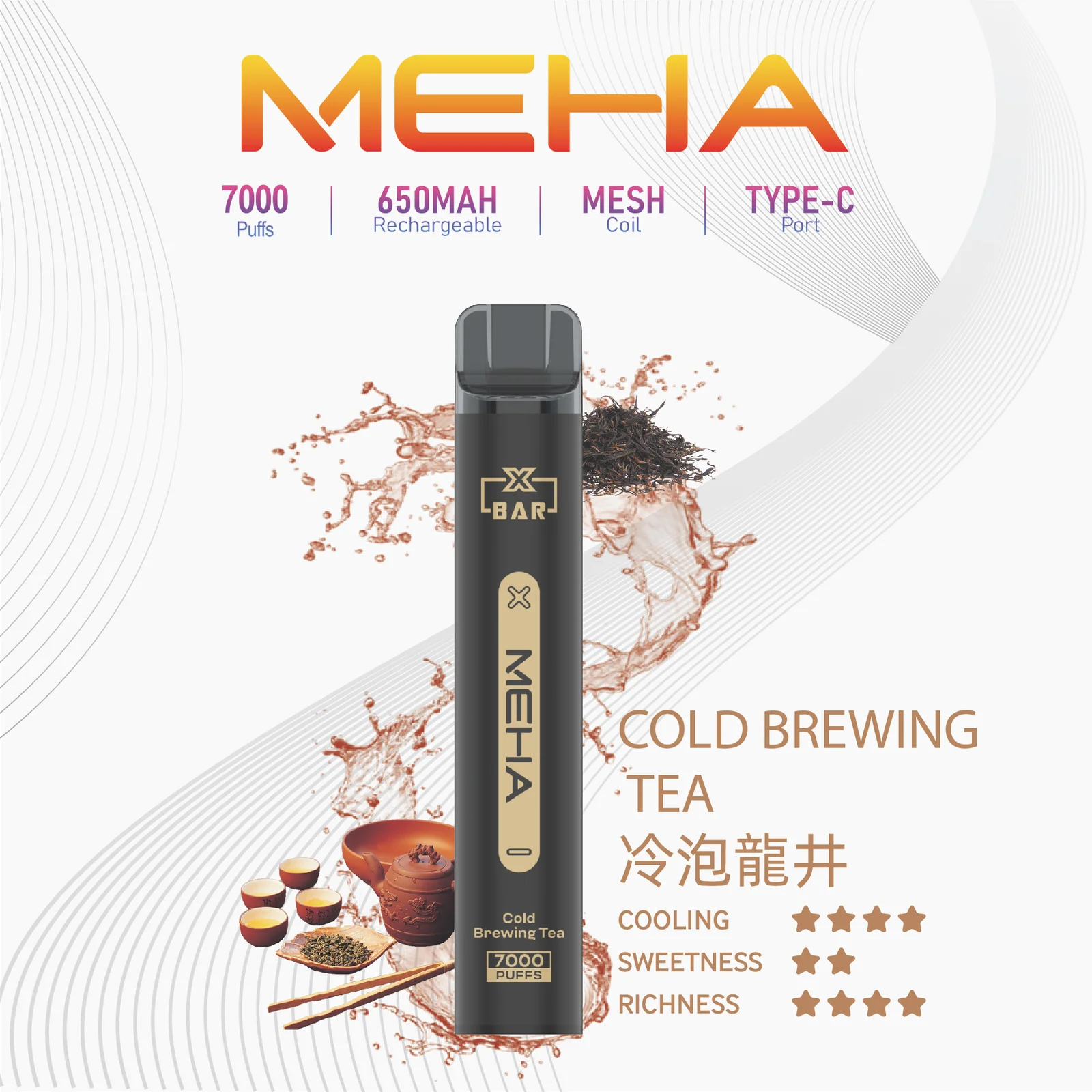 MEHA 7000口 魅嗨拋棄式 一次性電子煙推薦-超夯小黑條-台灣現貨:圖片 2