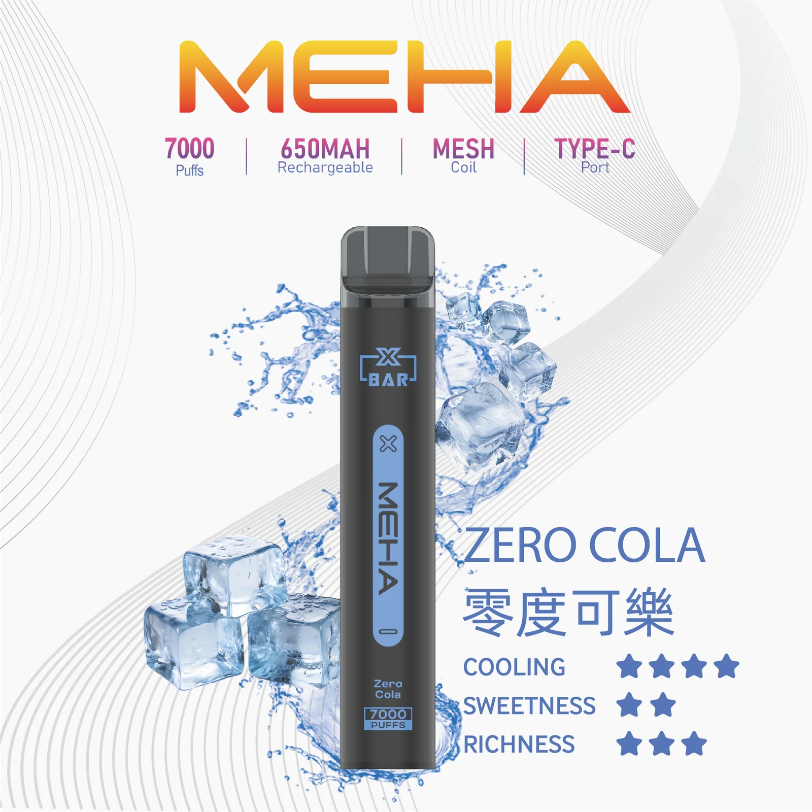 MEHA 7000口 魅嗨拋棄式 一次性電子煙推薦-超夯小黑條-台灣現貨:圖片 5